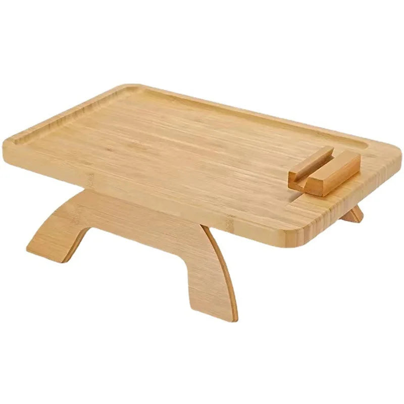 Wooden Clip-On Sofa Armrest Table Foldable Tray
